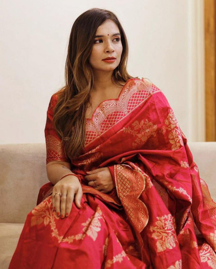 MAHARANI: Pink Banarasi Silk Saree Silk Saree stylefables   