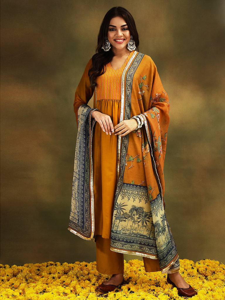 NAINA- YELLOW 3 PIECE SUIT SET Ethnics Sets stylefables   