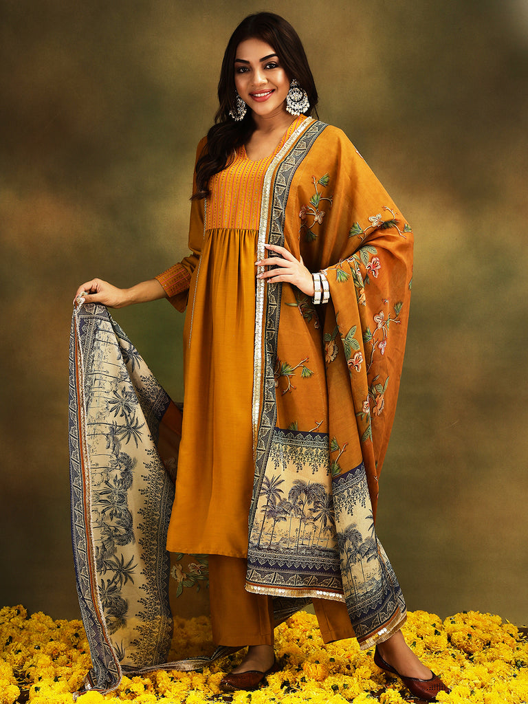 NAINA- YELLOW 3 PIECE SUIT SET Ethnics Sets stylefables   