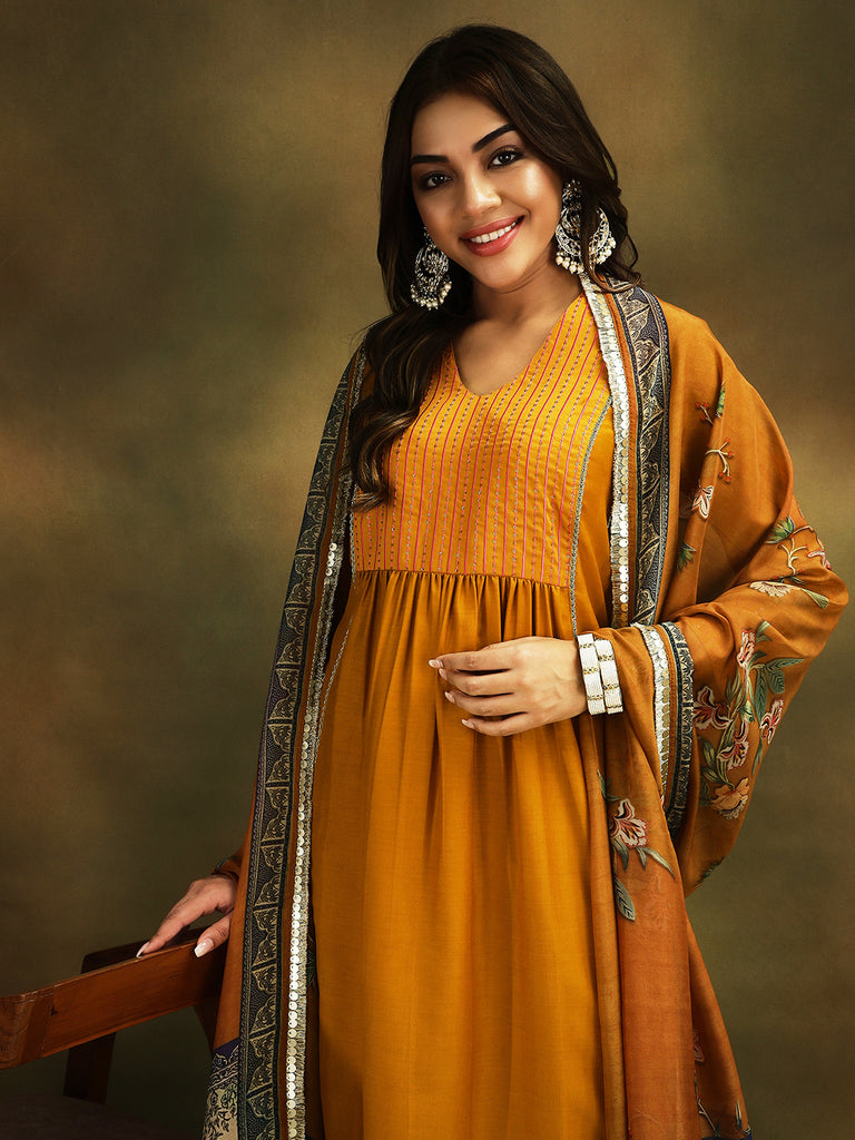 NAINA- YELLOW 3 PIECE SUIT SET Ethnics Sets stylefables   