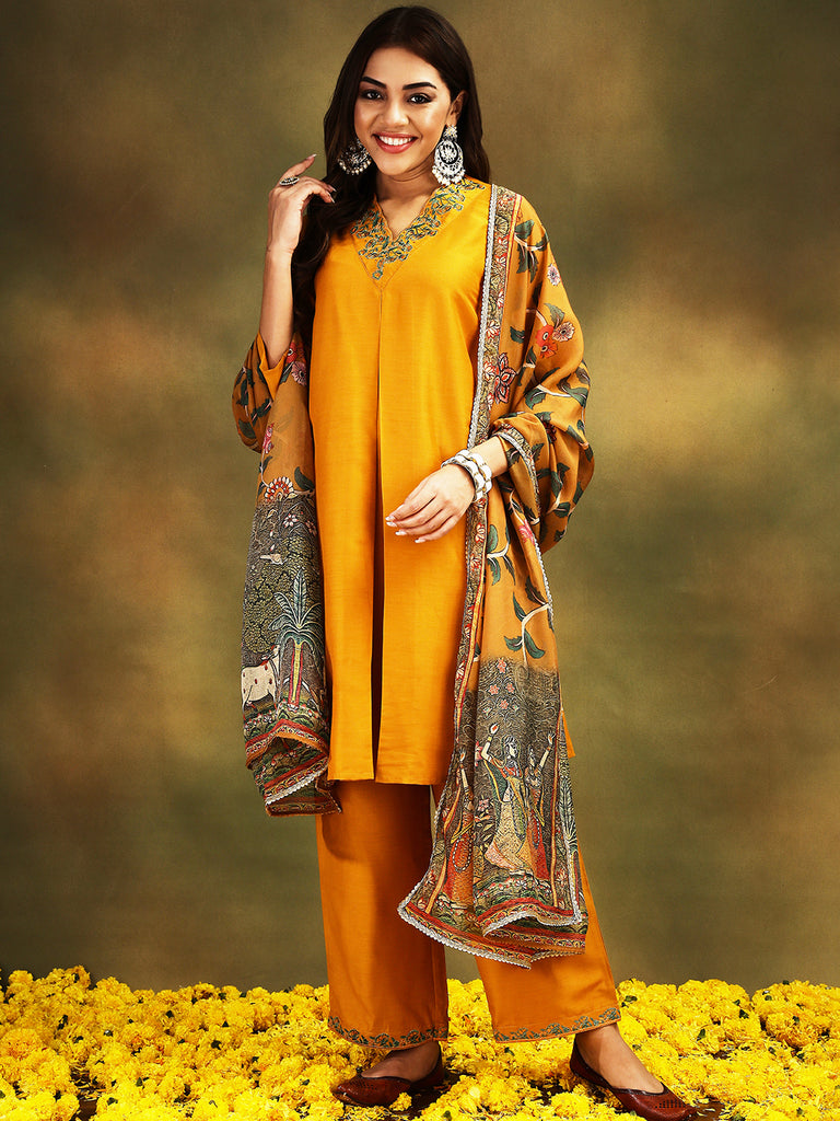 TARA- YELLOW 3 PIECE SUIT SET Ethnics Sets stylefables   