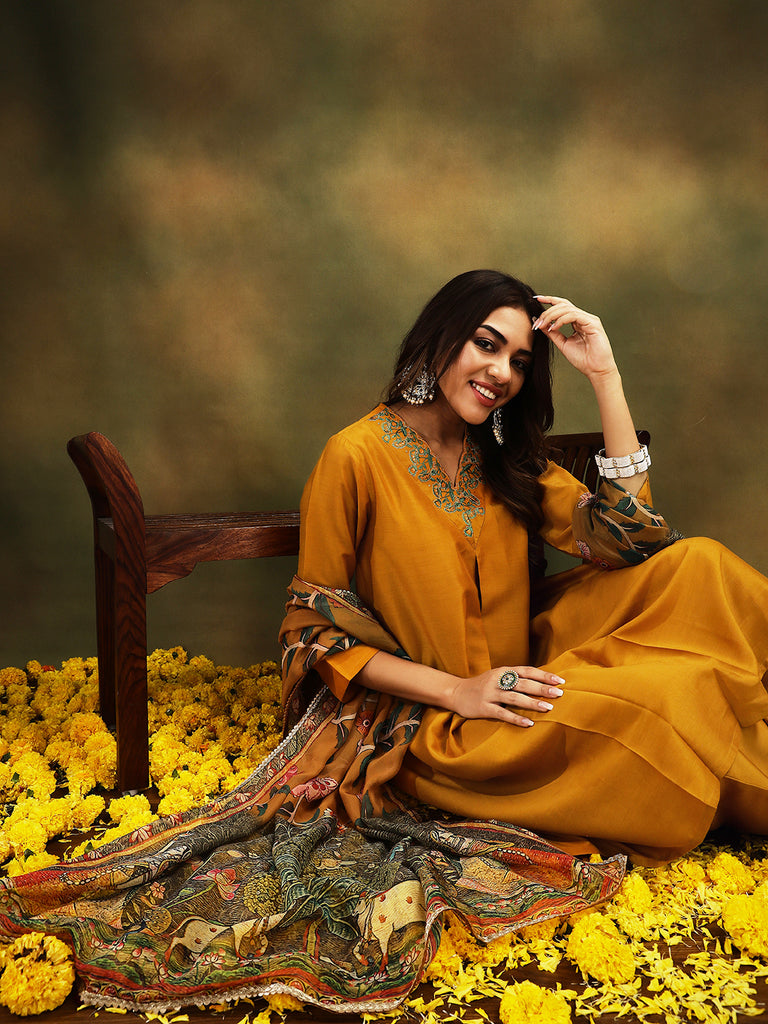 TARA- YELLOW 3 PIECE SUIT SET Ethnics Sets stylefables   