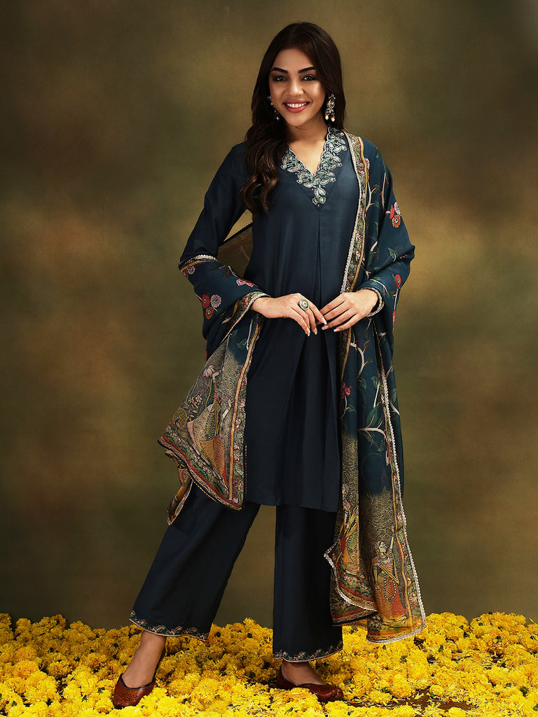 TARA- BLUE 3 PIECE SUIT SET Ethnics Sets stylefables   