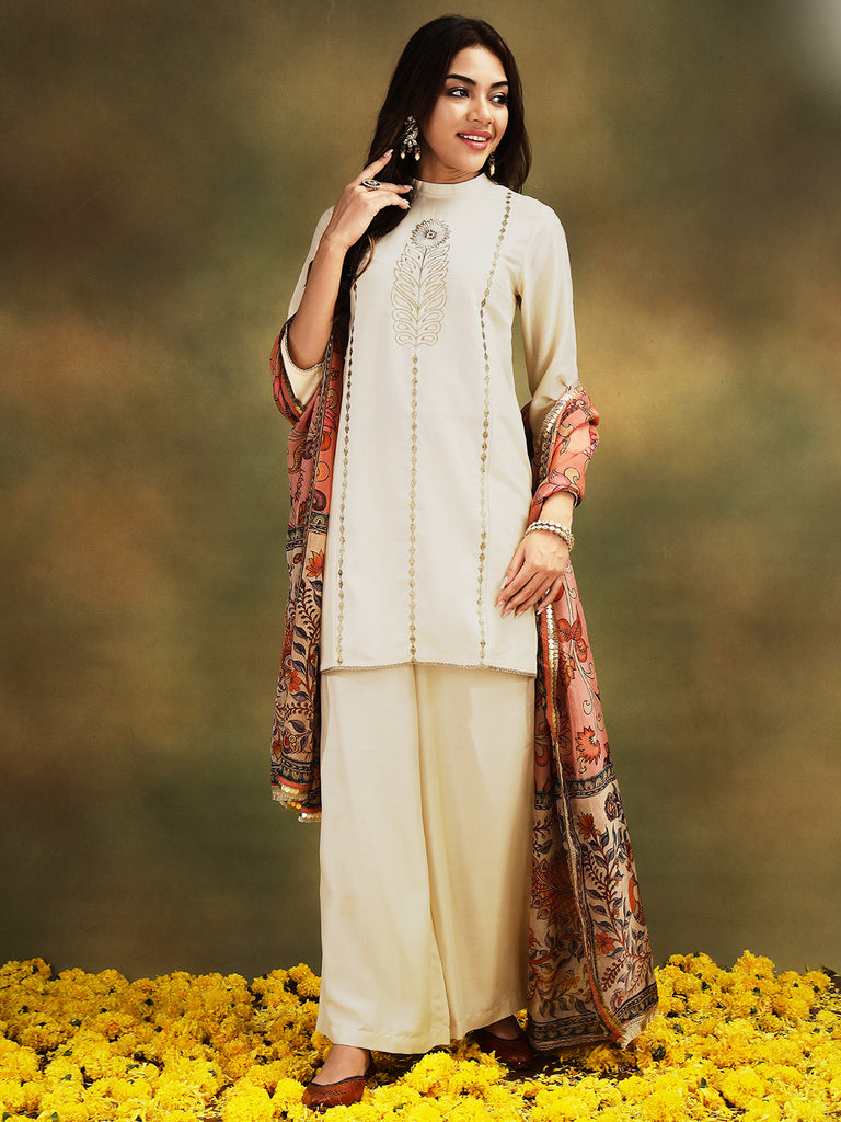 NAAZ- IVORY 3 PIECE SUIT SET Ethnics Sets stylefables   