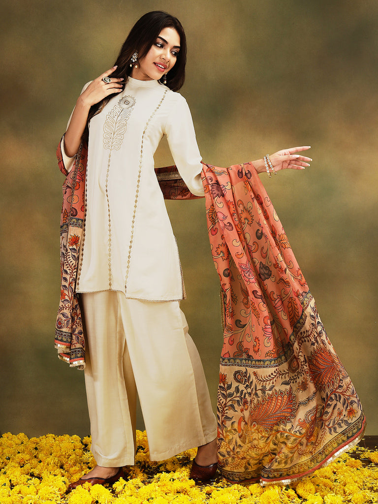 NAAZ- IVORY 3 PIECE SUIT SET Ethnics Sets stylefables   