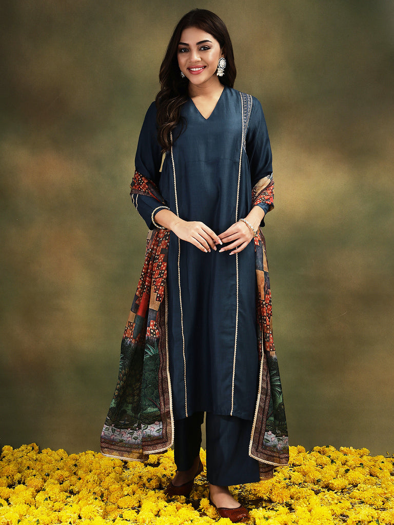 ISHQ- BLUE 3PICE SUIT SET Ethnics Sets stylefables   