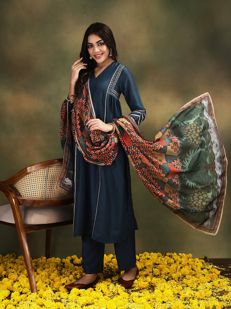 ISHQ- BLUE 3PICE SUIT SET Ethnics Sets stylefables   