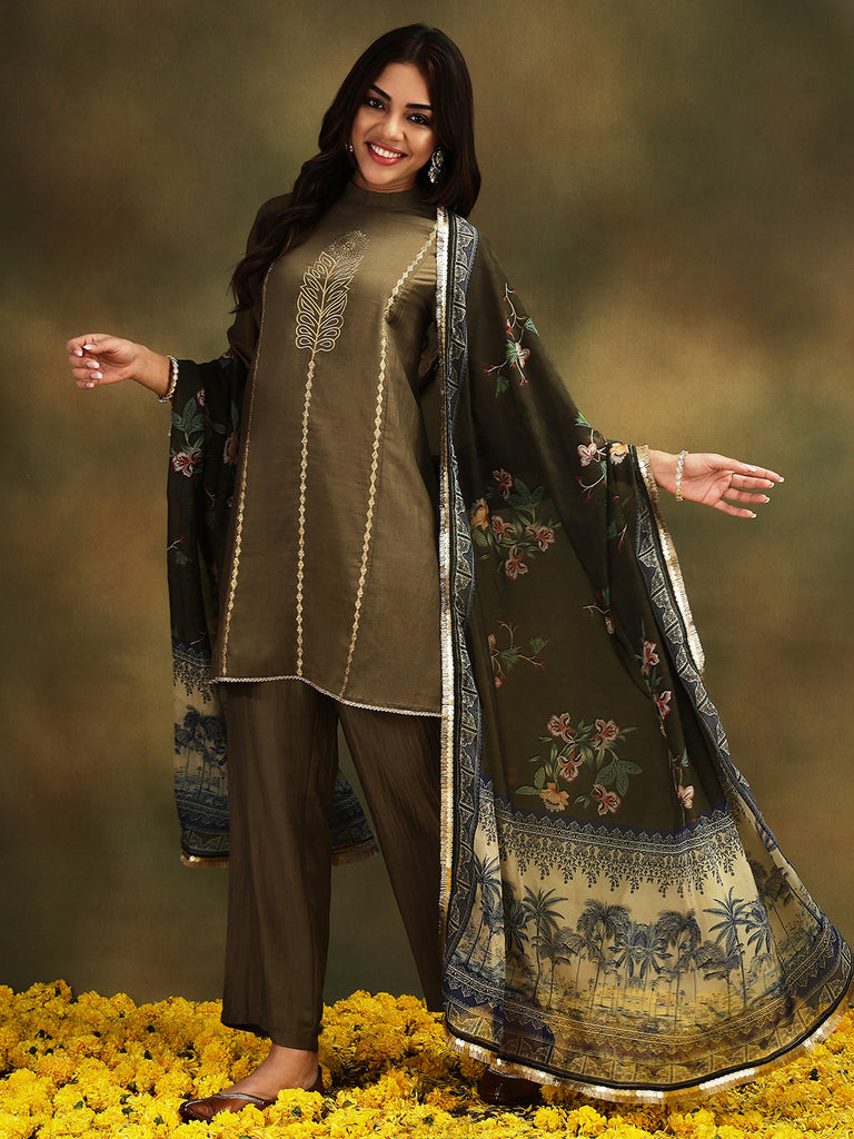 NAAZ- GREEN 3 PIECE SUIT SET Ethnics Sets stylefables   