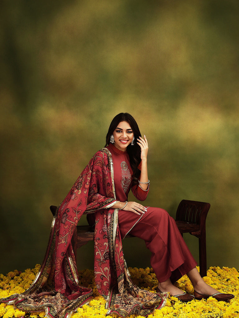 NAAZ- RUST 3 PIECE SUIT SET Ethnics Sets stylefables   