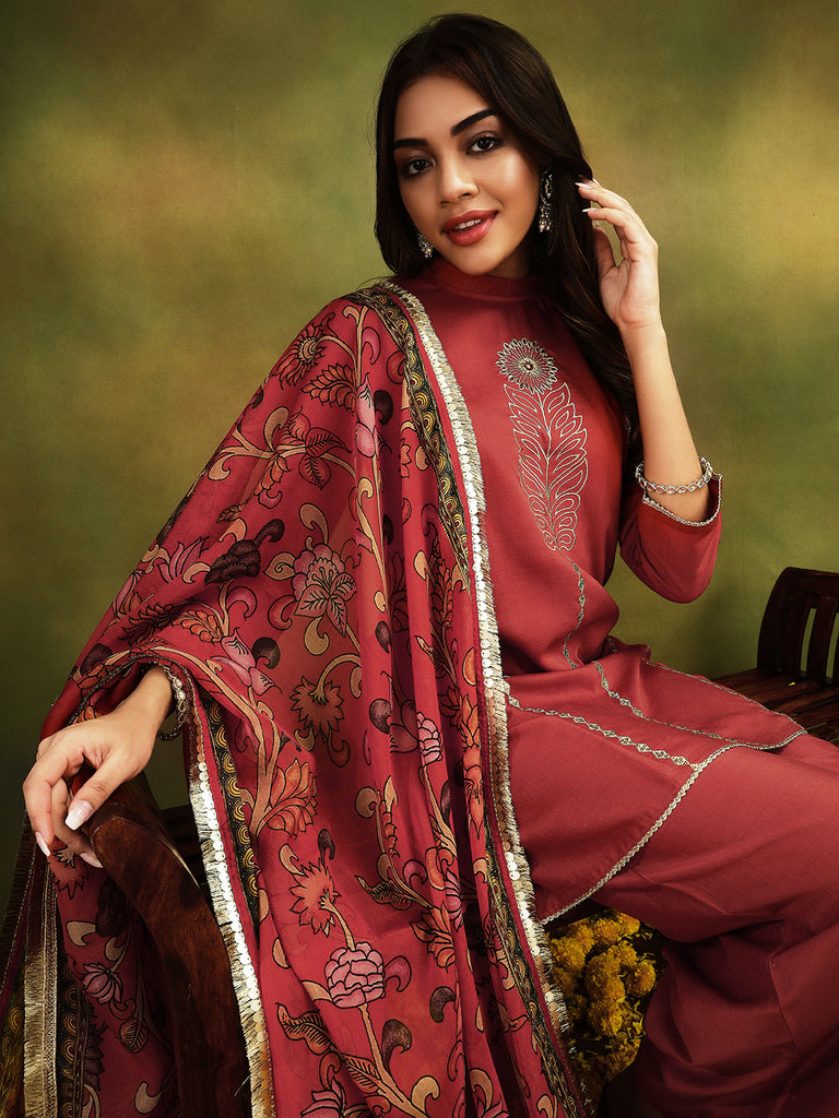 NAAZ- RUST 3 PIECE SUIT SET Ethnics Sets stylefables   