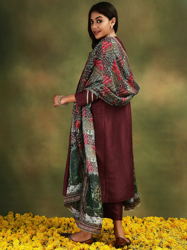 ISHQ- MAROON 3PICE SUIT SET Ethnics Sets stylefables   