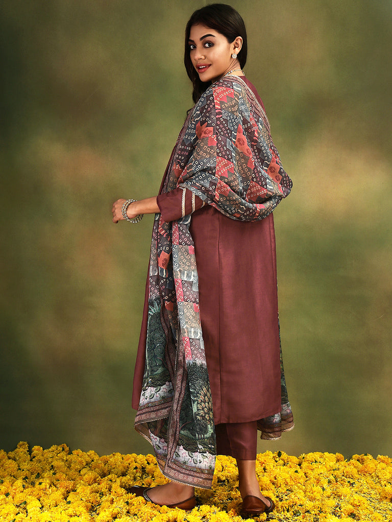 ISHQ- MAROON 3PICE SUIT SET Ethnics Sets stylefables