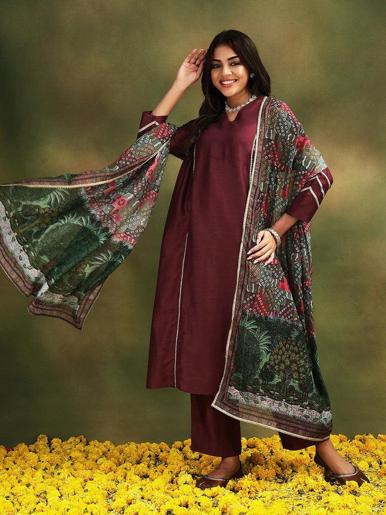 ISHQ- MAROON 3PICE SUIT SET Ethnics Sets stylefables   