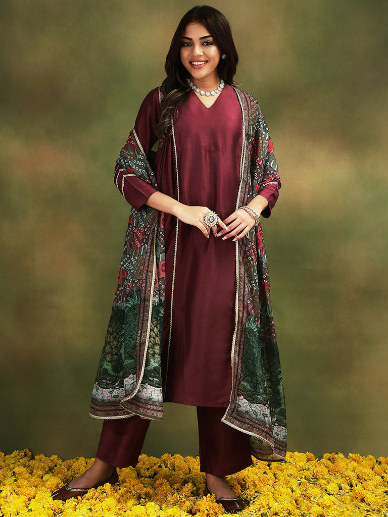 ISHQ- MAROON 3PICE SUIT SET Ethnics Sets stylefables   