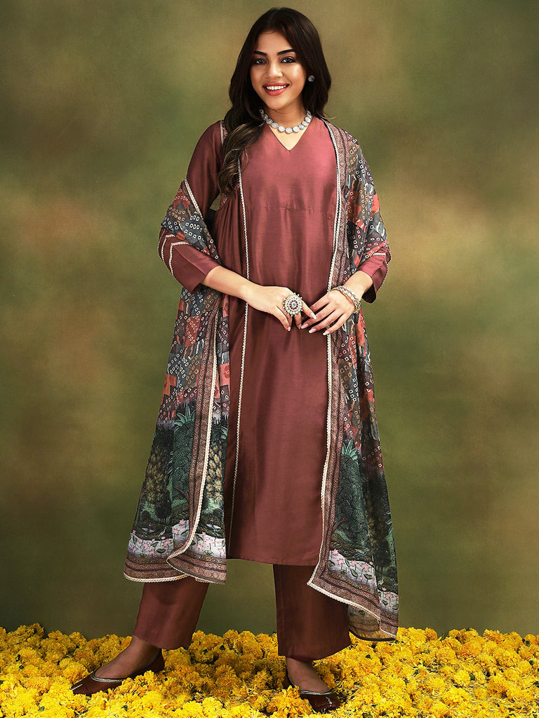 ISHQ- MAROON 3PICE SUIT SET Ethnics Sets stylefables