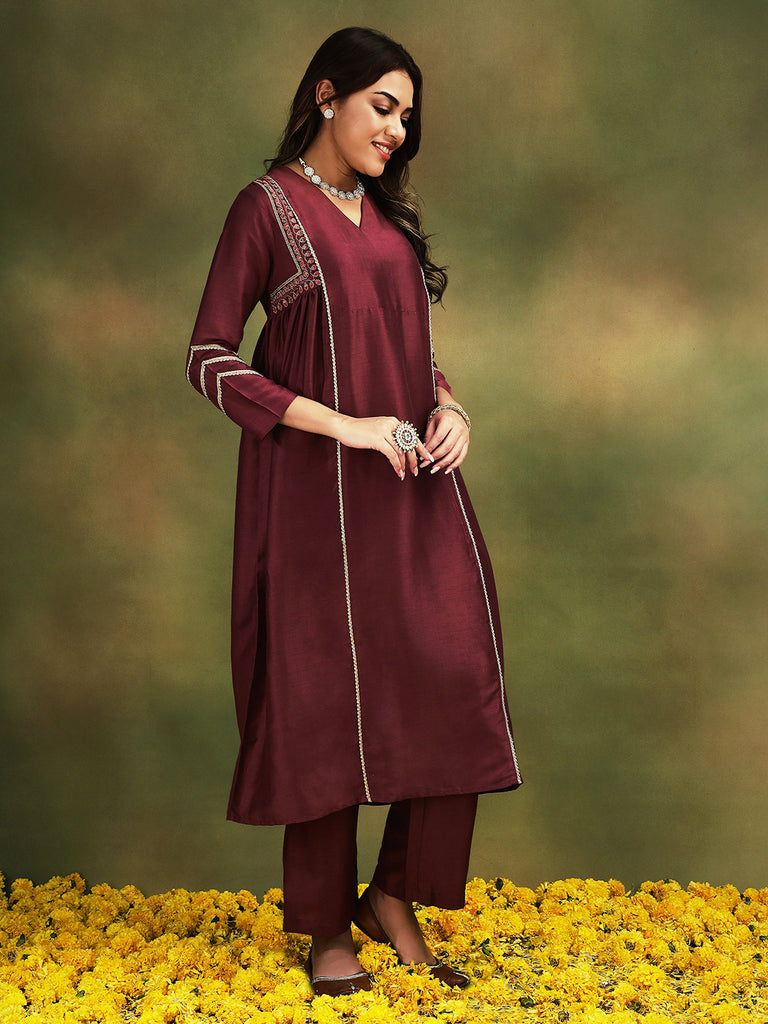 ISHQ- MAROON 3PICE SUIT SET Ethnics Sets stylefables   