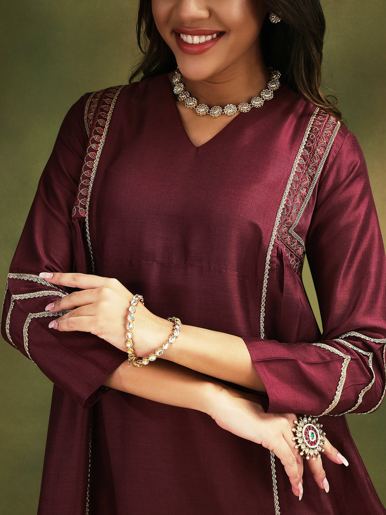 ISHQ- MAROON 3PICE SUIT SET Ethnics Sets stylefables   