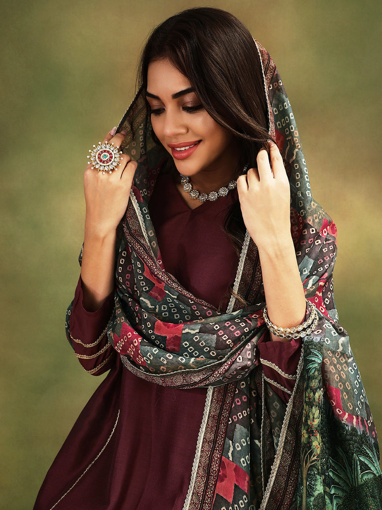 ISHQ- MAROON 3PICE SUIT SET Ethnics Sets stylefables   