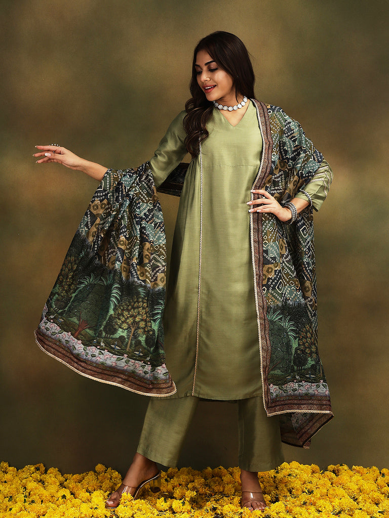 ISHQ- GREEN 3PICE SUIT SET Ethnics Sets stylefables   