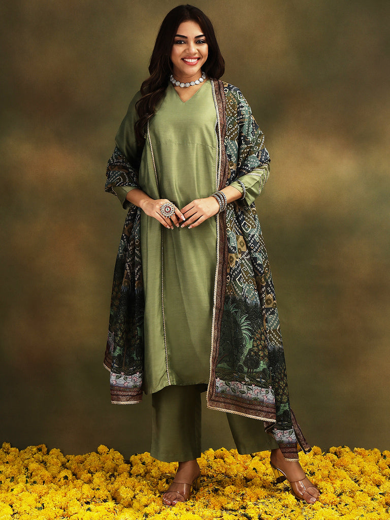 ISHQ- GREEN 3PICE SUIT SET Ethnics Sets stylefables   