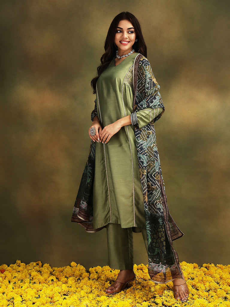 ISHQ- GREEN 3PICE SUIT SET Ethnics Sets stylefables   