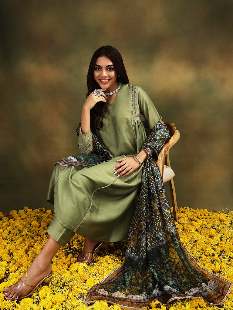 ISHQ- GREEN 3PICE SUIT SET Ethnics Sets stylefables   