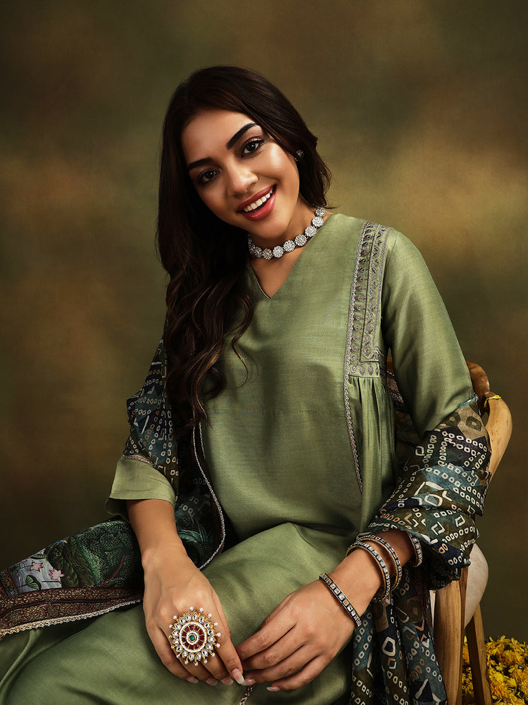 ISHQ- GREEN 3PICE SUIT SET Ethnics Sets stylefables   