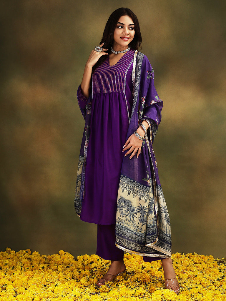 NAINA- PURPLE 3 PIECE SUIT SET Ethnics Sets stylefables   