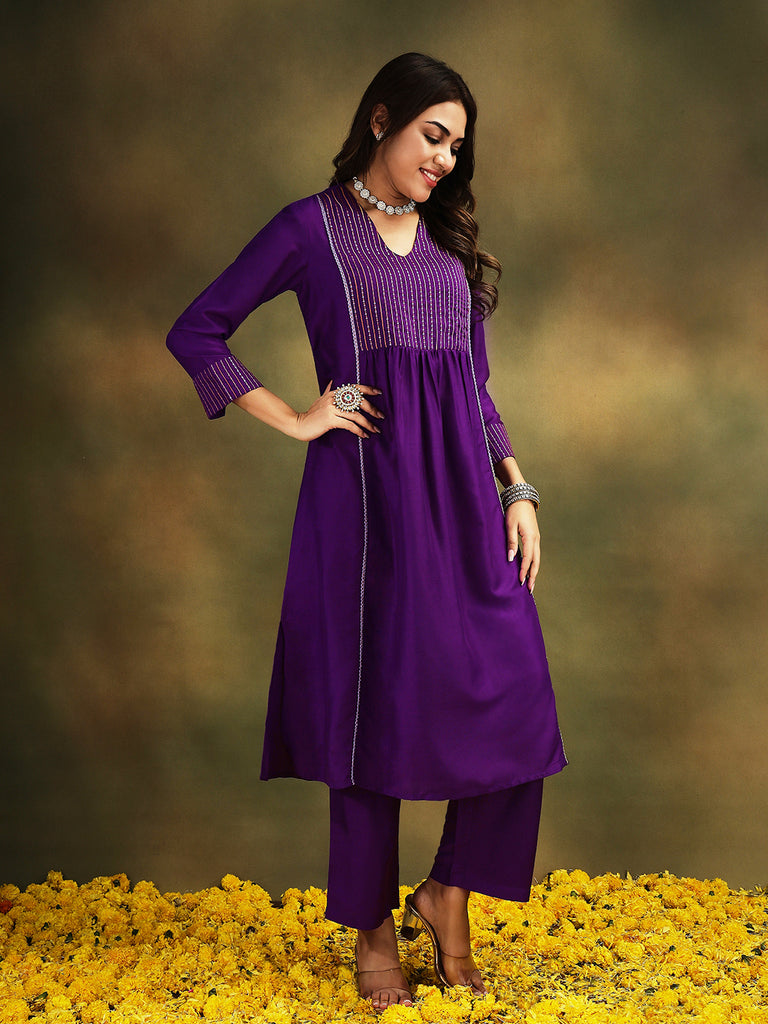 NAINA- PURPLE 3 PIECE SUIT SET Ethnics Sets stylefables   