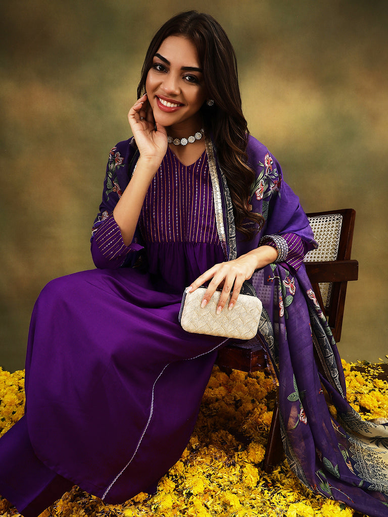 NAINA- PURPLE 3 PIECE SUIT SET Ethnics Sets stylefables   