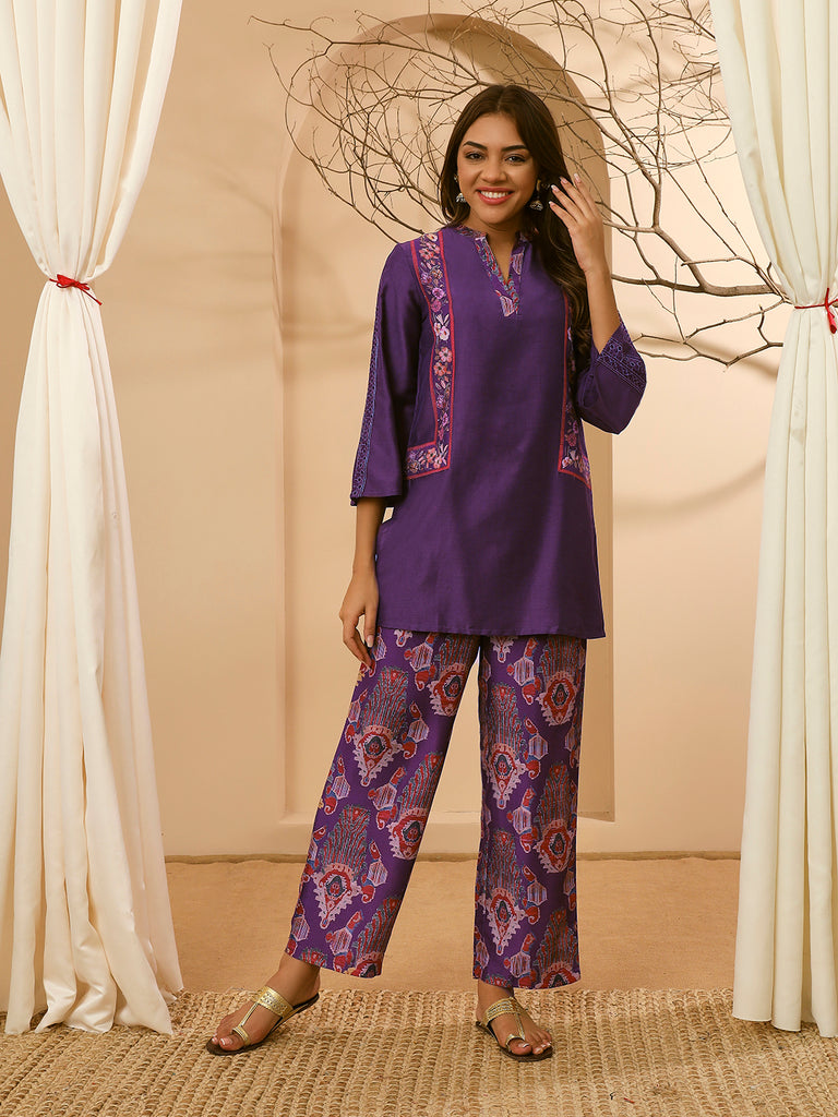 SITARA- PURPLE  COORD SET Zara Silk Coords stylefables   