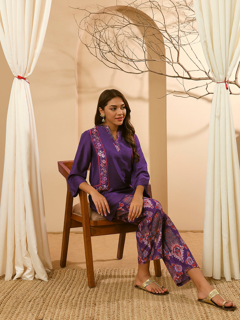 SITARA- PURPLE  COORD SET Zara Silk Coords stylefables   