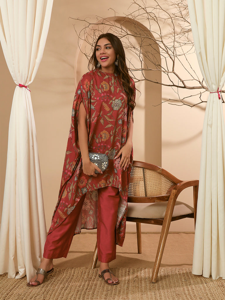 AAINA- RUST FUSION COORD SET Zara Silk Coords stylefables   