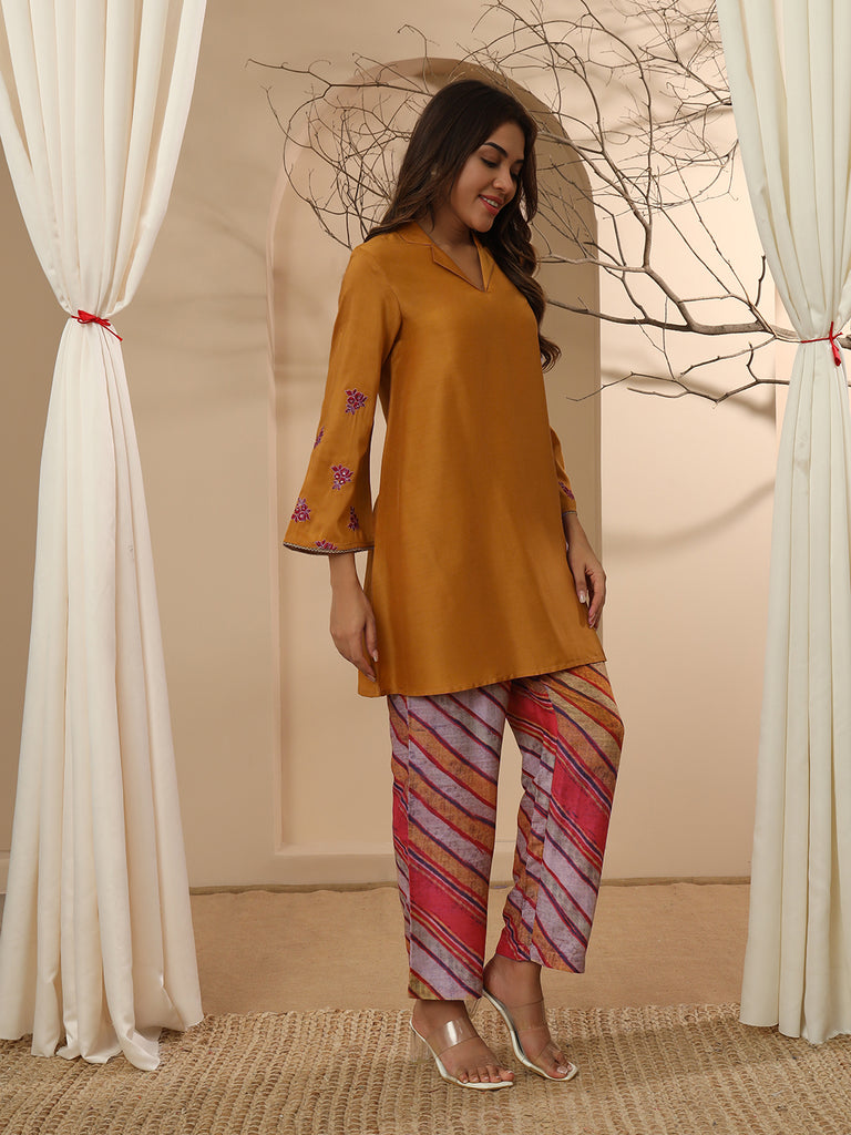 GULNAZ- YELLOW COORD SET Zara Silk Coords stylefables   