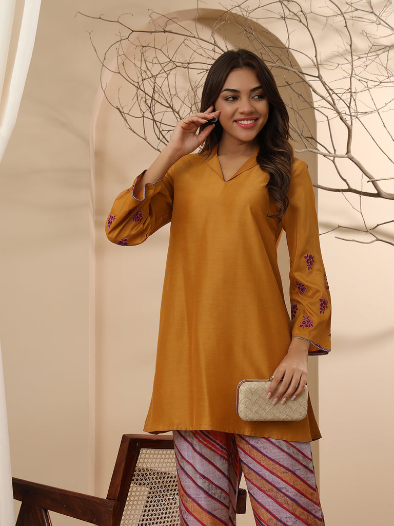 GULNAZ- YELLOW COORD SET Zara Silk Coords stylefables   