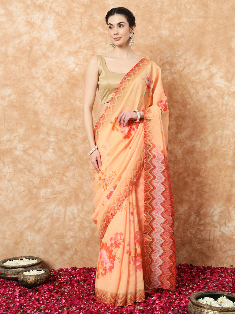 GULAAB- LINEN SAREE Cotton Saree stylefables   