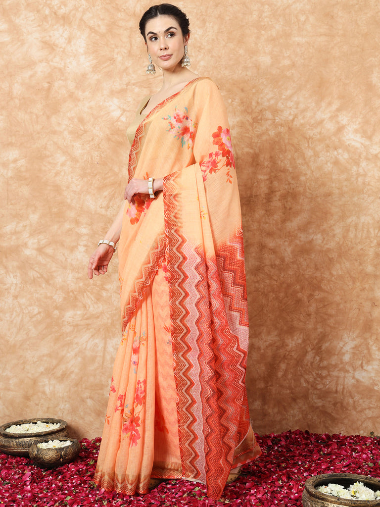 GULAAB- LINEN SAREE Cotton Saree stylefables   