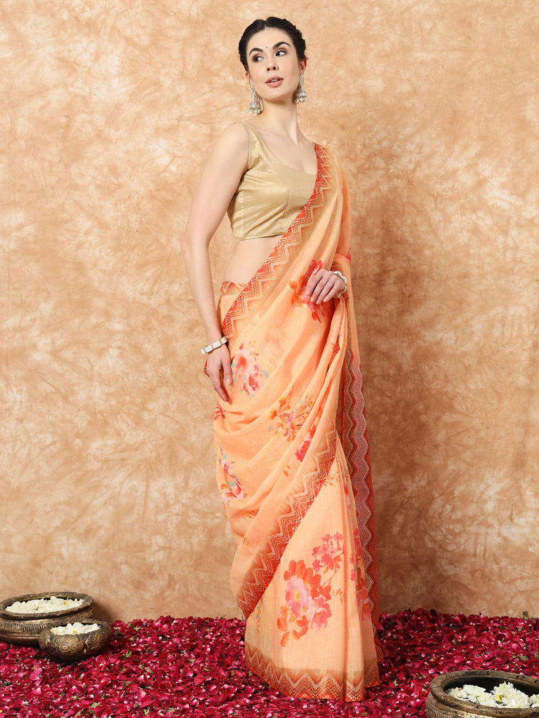 GULAAB- LINEN SAREE Cotton Saree stylefables   