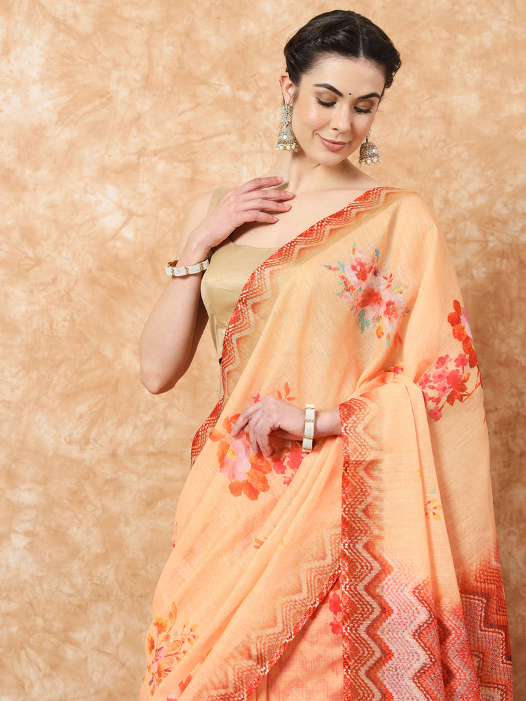 GULAAB- LINEN SAREE Cotton Saree stylefables   