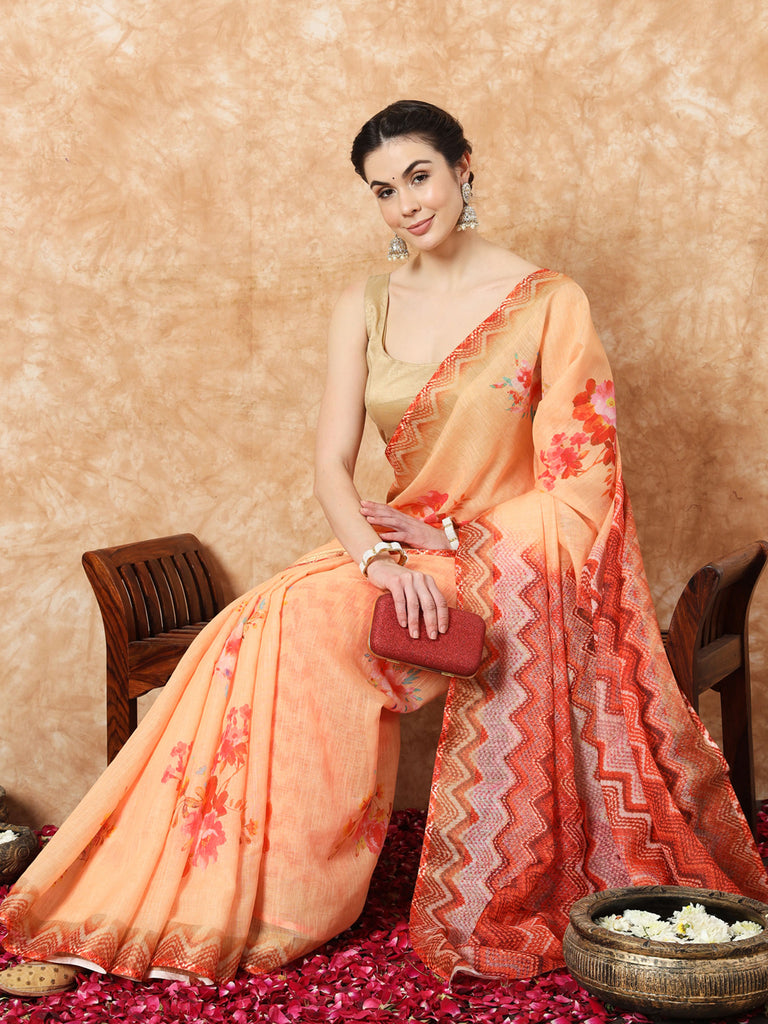 GULAAB- LINEN SAREE Cotton Saree stylefables   