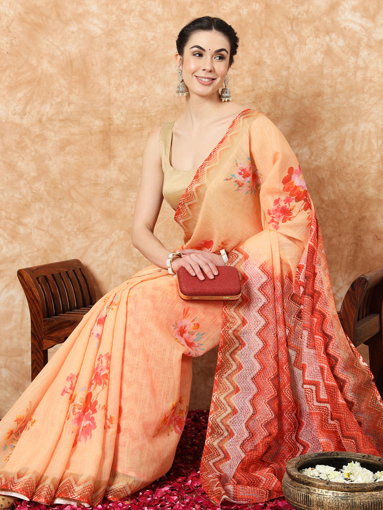 GULAAB- LINEN SAREE Cotton Saree stylefables   