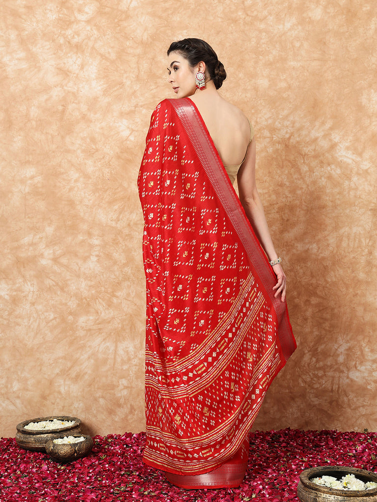 VANZA- RED SILK WITH ZARI BORDER SAREE Cotton Saree stylefables   