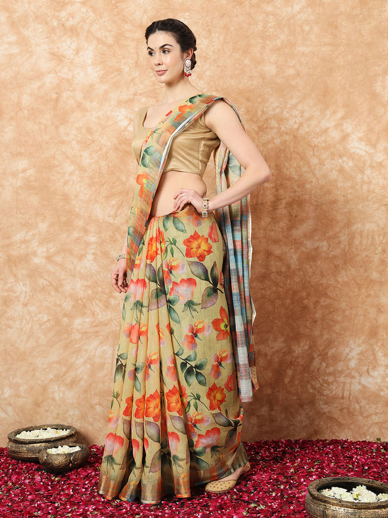 MERAKI- LINEN SAREE Cotton Saree stylefables   