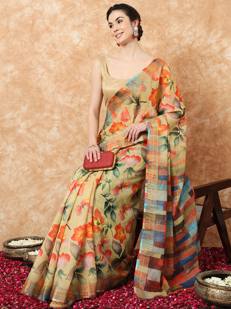 MERAKI- LINEN SAREE Cotton Saree stylefables   