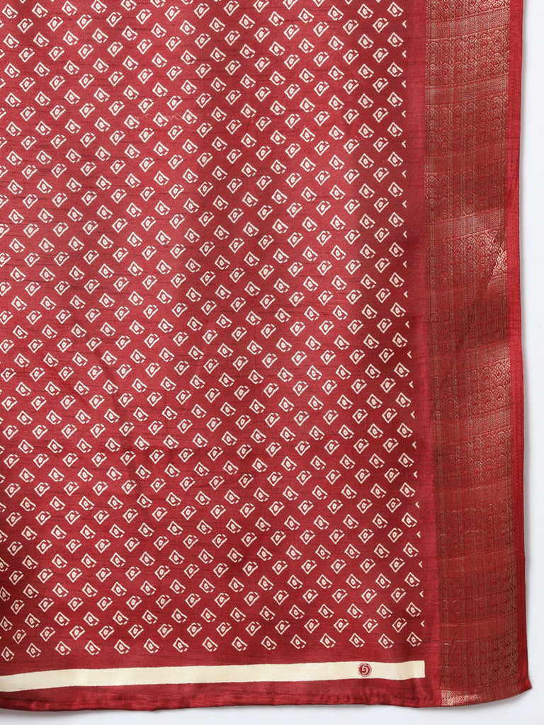 MAYRA- MAROON SILK WITH ZARI BORDER Cotton Saree stylefables   