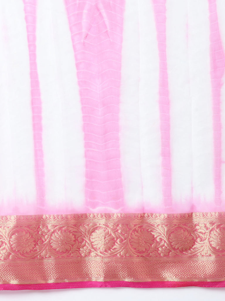 NAZAKAT-PINK ORGANZA TIE N DYE SAREE WITH ZARI SAREE Cotton Saree stylefables   