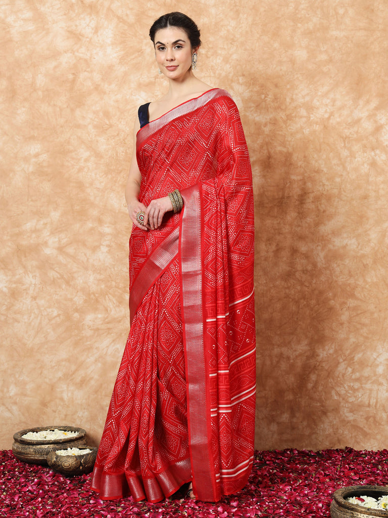 MAYRA- RED SILK WITH ZARI BORDER SAREE Cotton Saree stylefables   