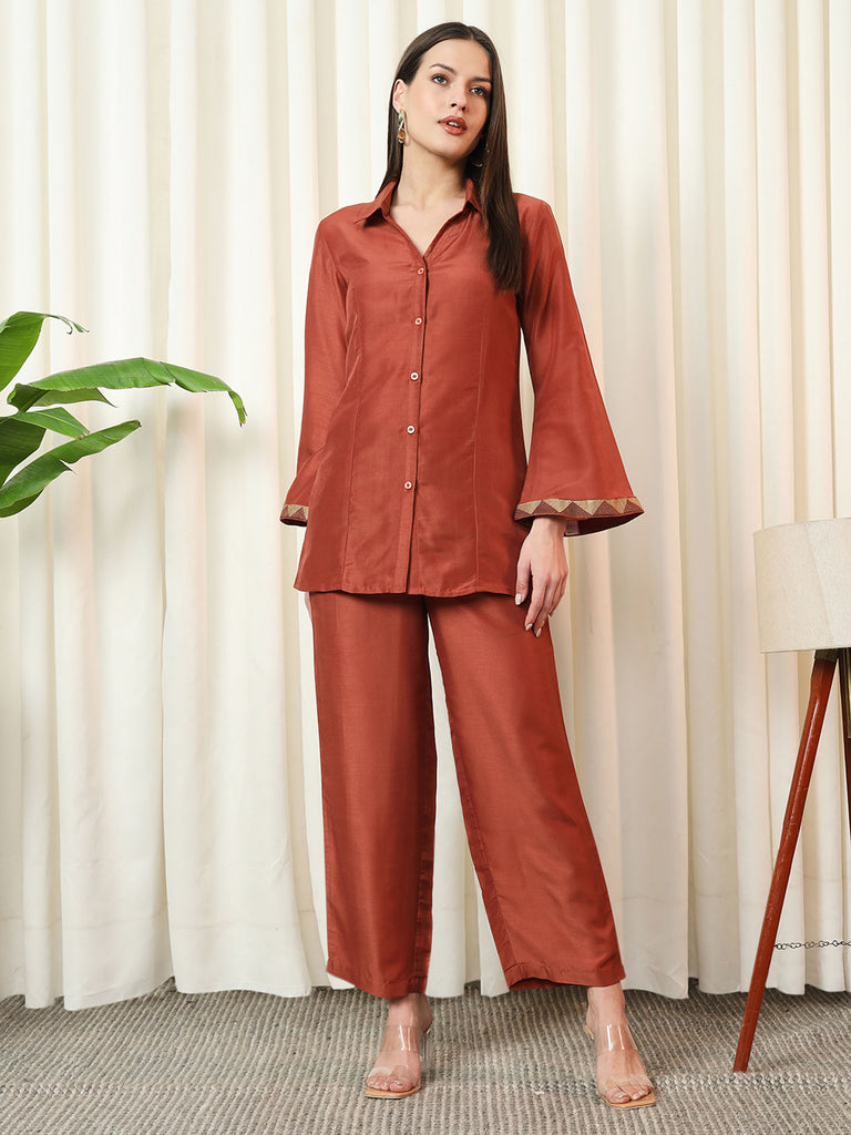 HARMONY- RUST COORD SET Solid Muslin Coords stylefables   