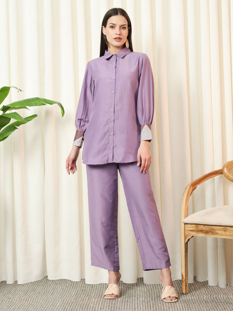 VOGUE- LILAC COORD SET Solid Muslin Coords stylefables   