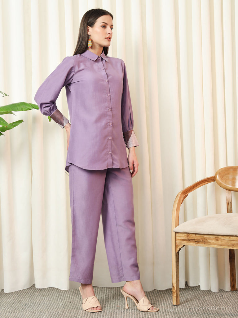 VOGUE- LILAC COORD SET Solid Muslin Coords stylefables   